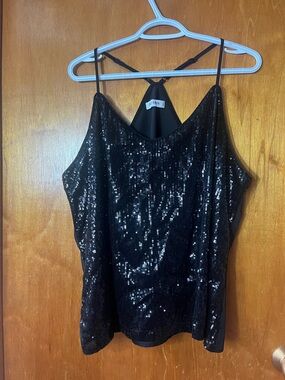 Woman’s Grace Karin Black Sequin Spaghetti-Strap Camisole 2XL
